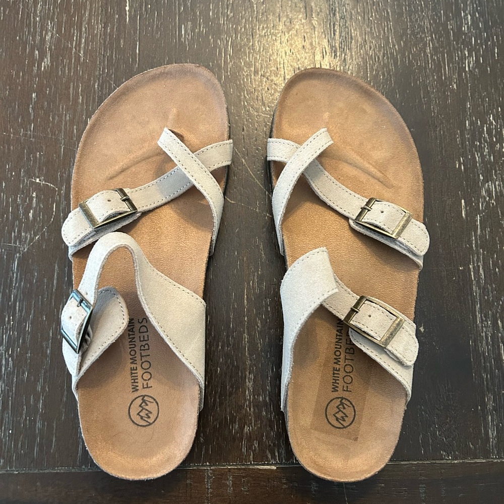 White Mountain Cream and Tan Sandals